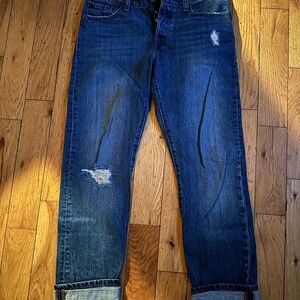 Levi's Straight Leg Blue Jeans with Distressing